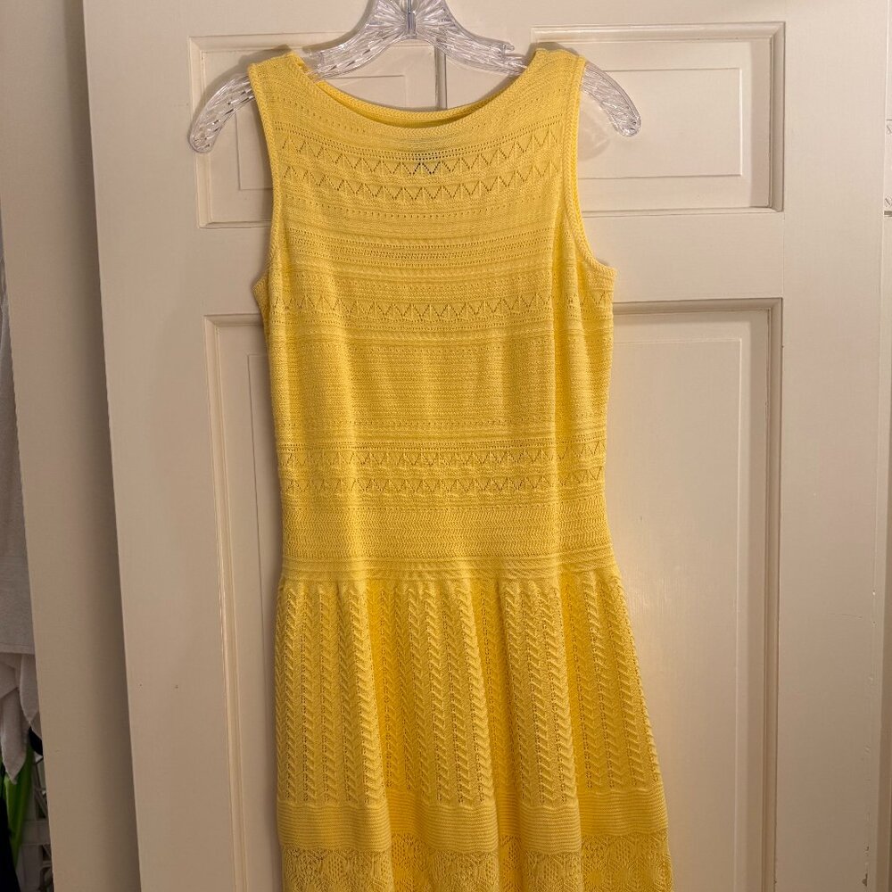 NEW! LAUREN Ralph Lauren Yellow Crochet Knit Sleeveless Dress